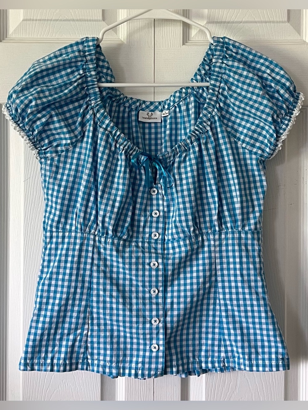 Waldschütz Gingham Puff Sleeve Blouse